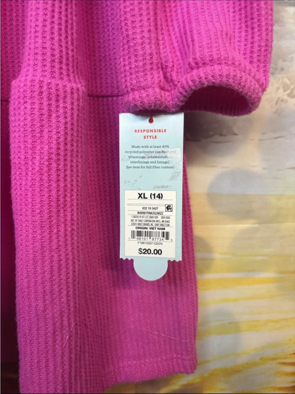 Cat & Jack Bright Pink Waffle-Knit Tiered Dress